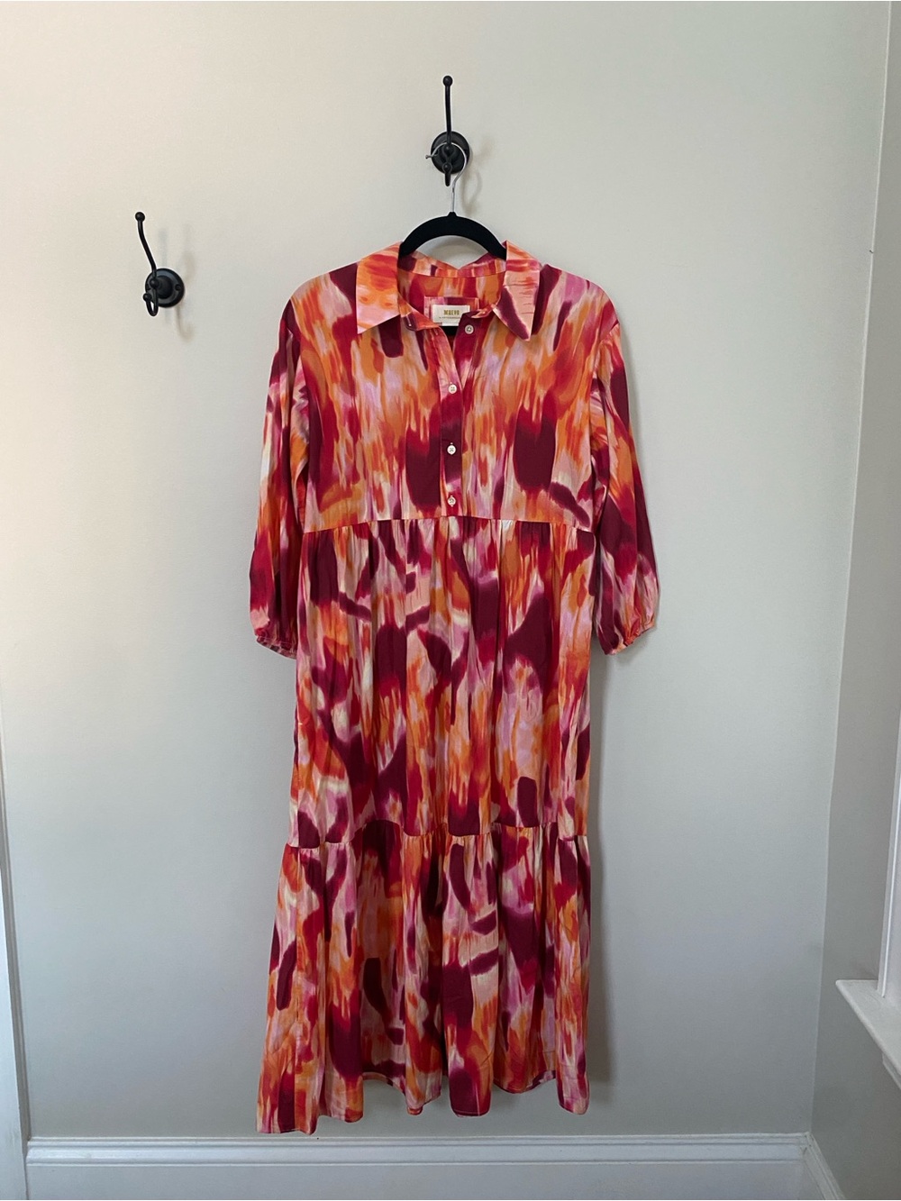 Anthropologie Maeve Autumn Abstract Tiered Midi Dress